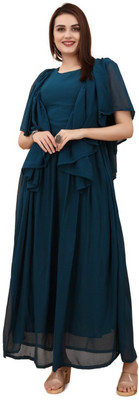 Vishva creation Flared/A-line Gown(Blue)
