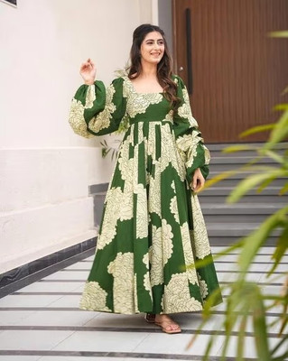 MAHADEV Flared/A-line Gown(Green)