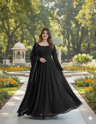 NITYA CLOTHING Anarkali Gown(Black)