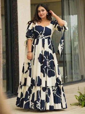 Ladli Trends Flared/A-line Gown(Dark Blue)