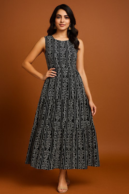 mahi creation Flared/A-line Gown(Yellow)