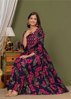 KALRAV JAYPORE Anarkali Gown(Dark Blue)