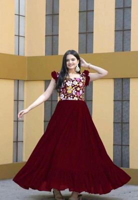 BHATIYA CREATION Anarkali Gown(Maroon)