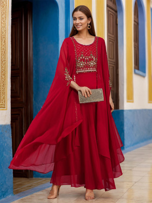 Ziva Fashion Flared/A-line Gown(Red)