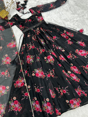 DHYAN CREATION ONLINE Anarkali Gown(Black)