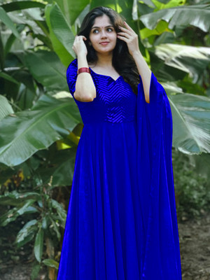 Jay Gopal Tex Flared/A-line Gown(Blue)