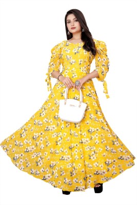 SHIV FASHION Anarkali Gown(Yellow)