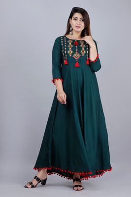 VASANT APPAREL Anarkali Gown(Green)
