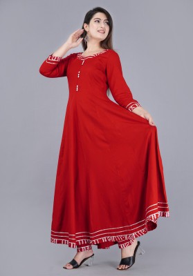 RF CLOTHES Solid Anarkali Kurta, Bottom & Dupatta Set