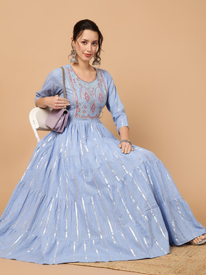 GLAM ROOTS Flared/A-line Gown(Blue)
