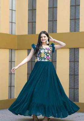 Aksharam Anarkali Gown(Light Blue)