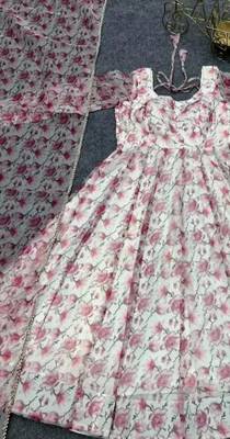 MAA FASHION HUB Anarkali Gown(Pink)