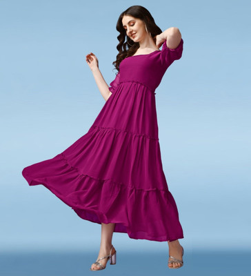 Femvy Flared/A-line Gown(Purple)