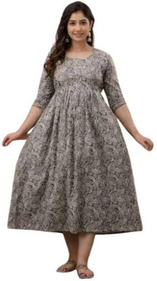 KRISHNA FASHION Flared/A-line Gown(Grey)