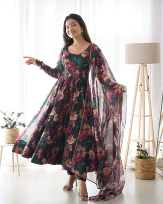 REVA ENTERPRISE Anarkali Gown(Black)
