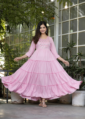 CHARVI CREATION Flared/A-line Gown(Pink)