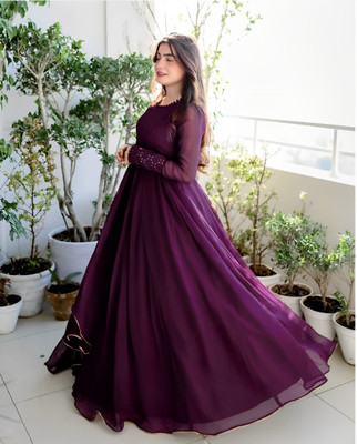 JISHA CLOTHING Anarkali Gown(Purple)