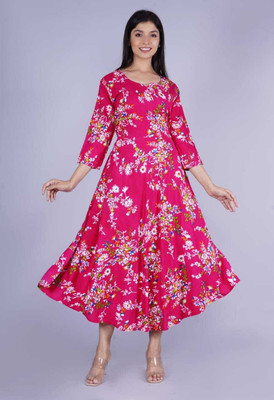 CHHAVNI CREATION Flared/A-line Gown(Pink)