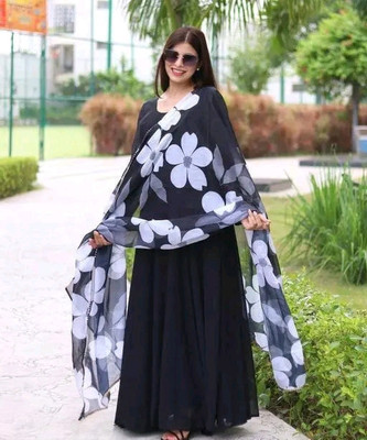 Vanray Fashion Anarkali Gown(Black)