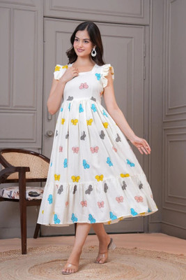 woclo enterprise Anarkali Gown(Multicolor)