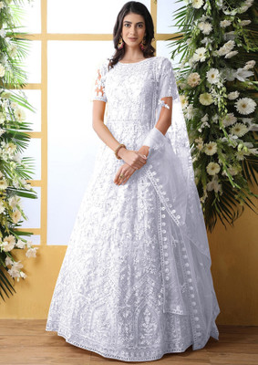 LADY SHOPI Flared/A-line Gown(White)