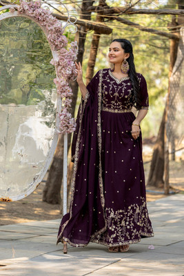 Zarista Creation Flared/A-line Gown(Purple)