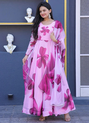 PARV ENTERPRISE Anarkali Gown(Pink)