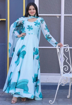 krissy Anarkali Gown(Light Blue)