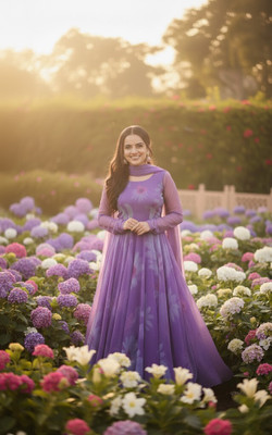 KRUTIKSHA CREATION Anarkali Gown(Orange)