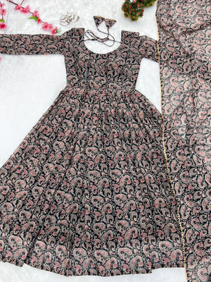 JS CREATIVE Anarkali Gown(Black)