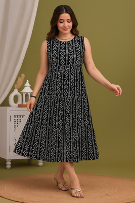 mahi creation Flared/A-line Gown(Black)