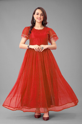 ENCLIQ Flared/A-line Gown(Red)