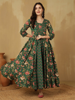 GLAM ROOTS Anarkali Gown(Green)