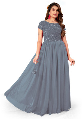 Aarya Ethnic Flared/A-line Gown(Grey)