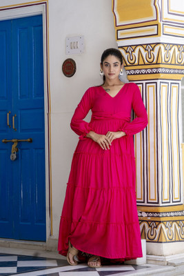 jaipurite Anarkali Gown(Pink)