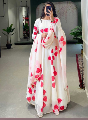 LookGold Women Gown White Maxi/Full Length Dress
