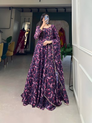 DHAYAN CREATION ONLAIN Anarkali Gown(Purple)