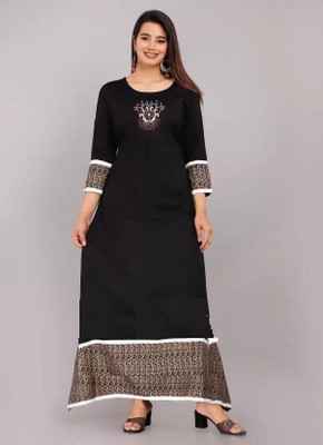 Pranu Creation Flared/A-line Gown(Black)