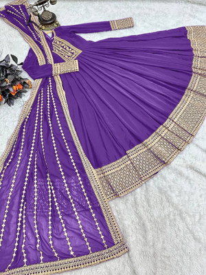 Om Creation Anarkali Gown(Purple)