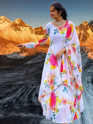 Pramukh Darshan Export Anarkali Gown(White)