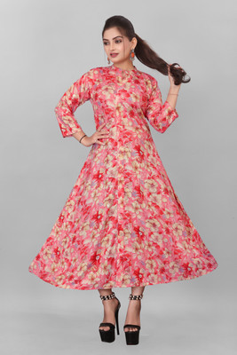 pansro Flared/A-line Gown(Pink)