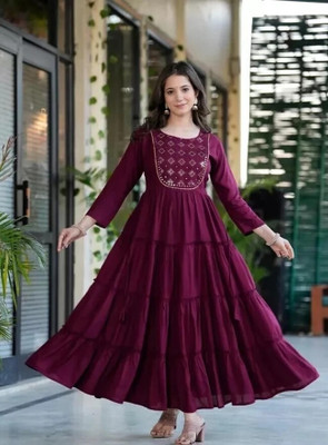 CHARVI CREATION Anarkali Gown(Purple)