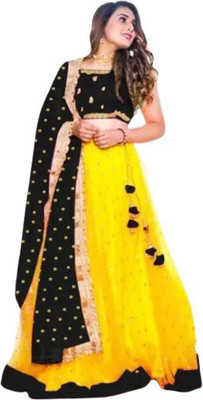 PRAVAGH CREATION Flared/A-line Gown(Black, Yellow)