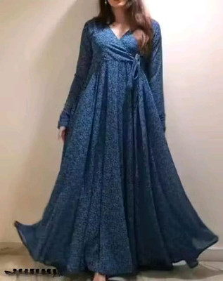 Gajan Creation Anarkali Gown(Blue)