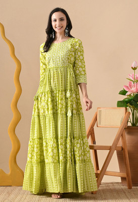 ftDiva Anarkali Gown(Green)