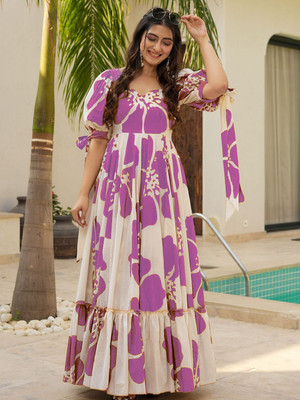 Ladli Trends Flared/A-line Gown(Purple)