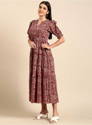 HIRDAY CREARTION Flared/A-line Gown(Maroon)