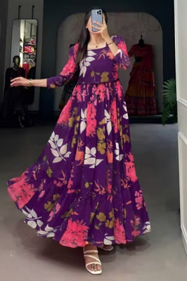 A To Z Cart Flared/A-line Gown(Purple)