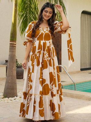 Virastix Flared/A-line Gown(Orange)