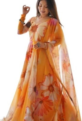NEW LABDHI FASHION Flared/A-line Gown(Yellow, Red)